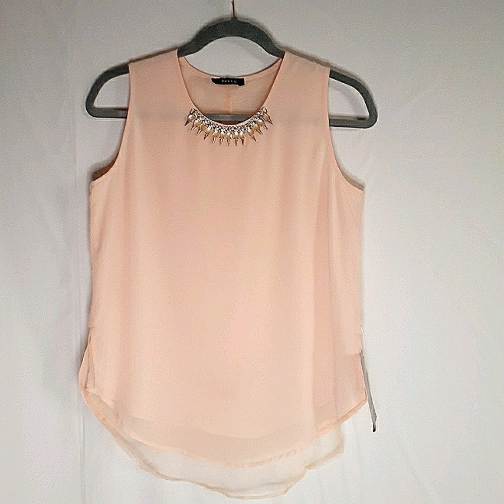 Verty  Women Peach  Embellished/Sleeveless Blouse